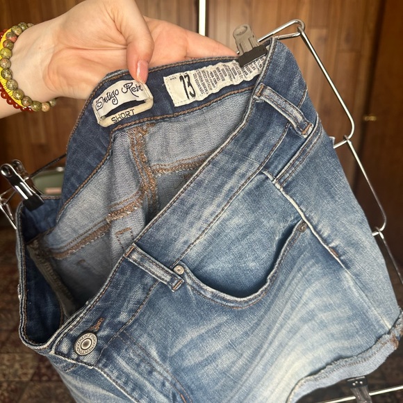 Indigo Rein Short Denim Shorts - Size 13, Distressed Hemline, Great Condition - Picture 2 of 7